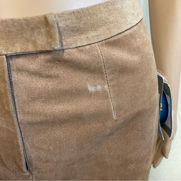 NEW AR BERNARDO Nutmeg Brown Genuine Leather Suede Stright Trousers Pants 8 - Picture 15 of 16